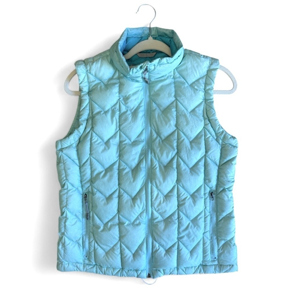 Alpine Design Mint Chevron Quilted Down Vest Zip Pockets Size L